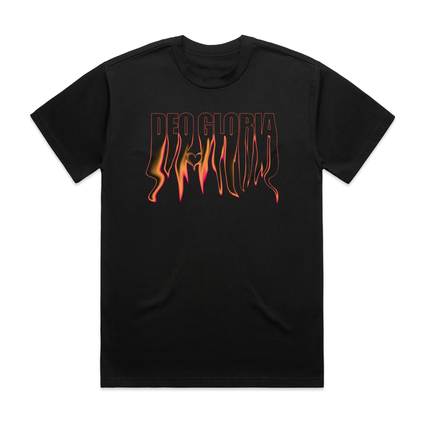 DEO GLORIA | Heart on Fire | Men's Heavy Tee | Colour: Black