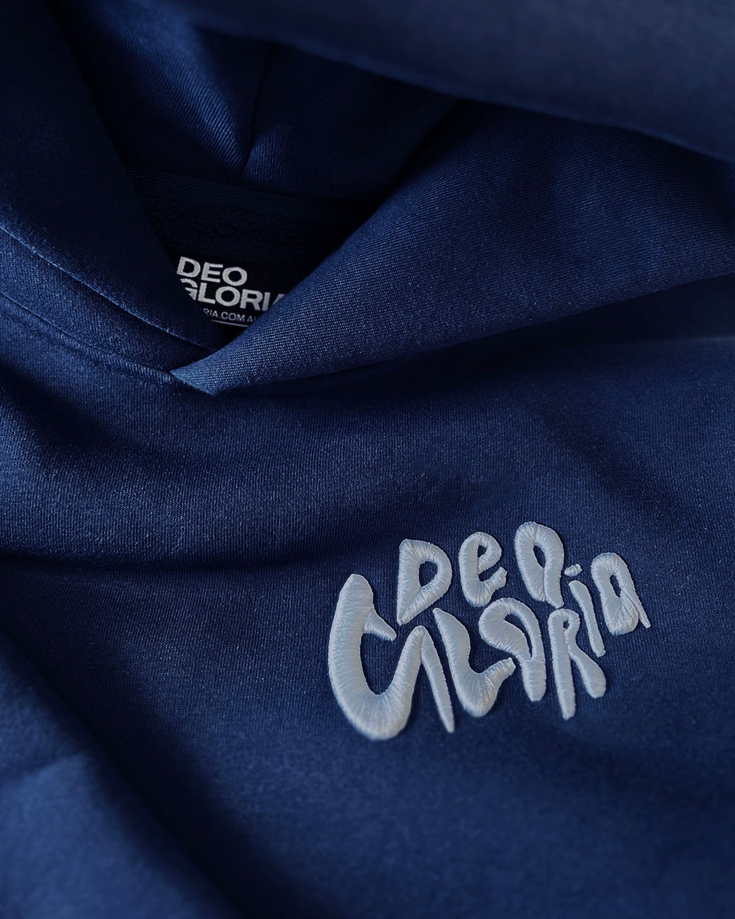 DEO GLORIA | CofS | 500gsm Blue Hoodie